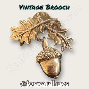 Vintage Articulating Bronze Colored Metal Acorn Brooch